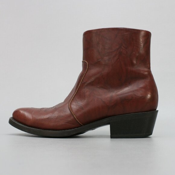 Durango Men's 11 D TR824 Brown Leather Side-zip Short Ankle Western Cowboy Boots - Picture 2 of 12